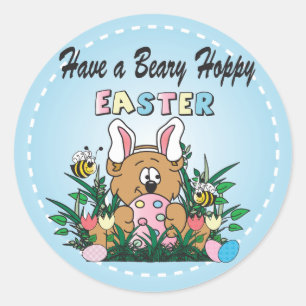 Happy Easter Bear Bunny Rabbit Classic Round Sticker