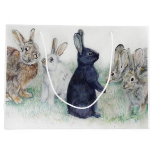 Happy Easter beautiful rabbits  Large Gift Bag