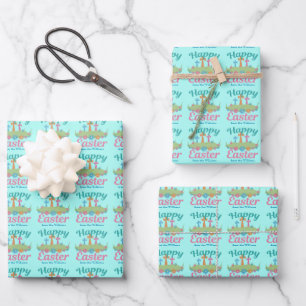 Happy Easter Beautiful Religious Floral Custom Wrapping Paper Sheet