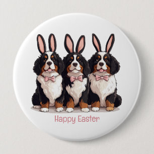Happy Easter Bernese Mountain Dogs 10 Cm Round Badge