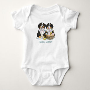Happy Easter Bernese Mountain Dogs Baby Bodysuit