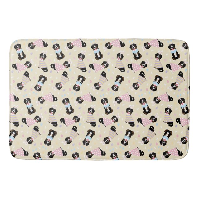 Happy Easter Bernese Mountain Dogs Bath Mat (Front)