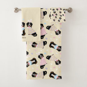 Happy Easter Bernese Mountain Dogs Bath Towel Set