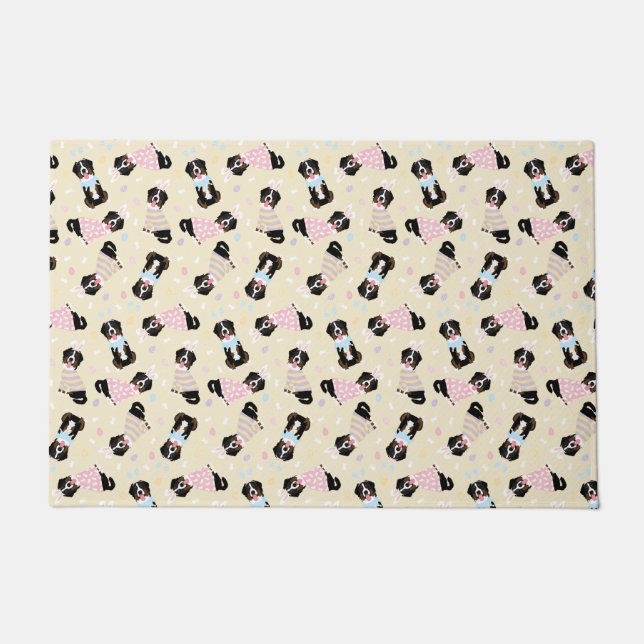 Happy Easter Bernese Mountain Dogs Doormat (Front)