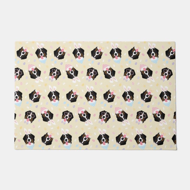 Happy Easter Bernese Mountain Dogs Doormat (Front)