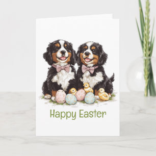 Happy Easter Bernese Mountain Dogs Easter Eggs Card