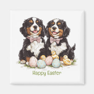 Happy Easter Bernese Mountain Dogs Easter Eggs Magnet