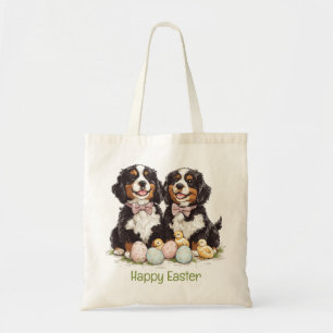 Happy Easter Bernese Mountain Dogs Easter Eggs Tote Bag