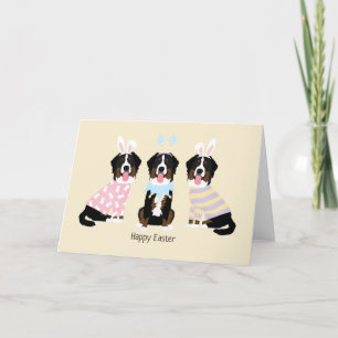 Happy Easter Bernese Mountain Dogs Holiday Card