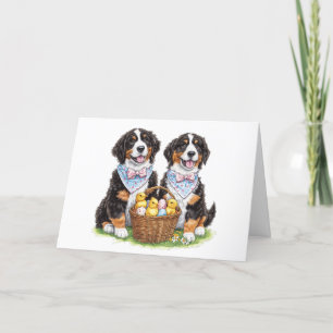 Happy Easter Bernese Mountain Dogs Holiday Card