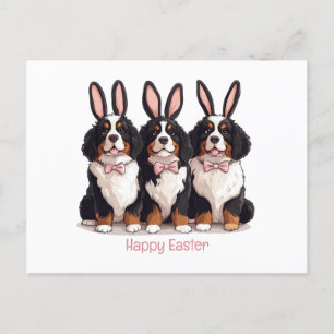 Happy Easter Bernese Mountain Dogs Holiday Postcard