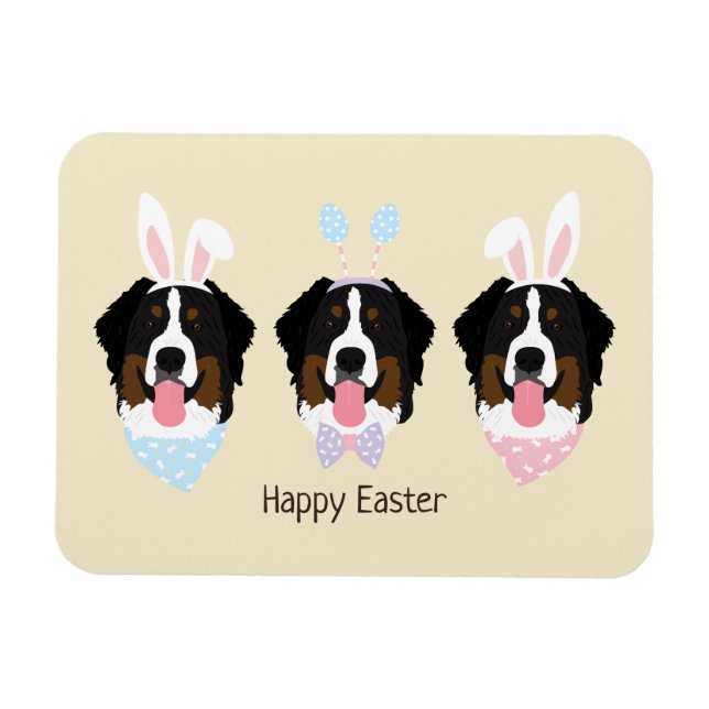 Happy Easter Bernese Mountain Dogs Magnet (Horizontal)