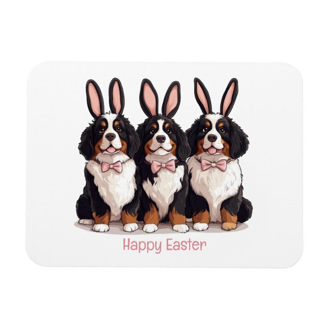 Happy Easter Bernese Mountain Dogs Magnet (Horizontal)