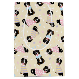 Happy Easter Bernese Mountain Dogs Medium Gift Bag