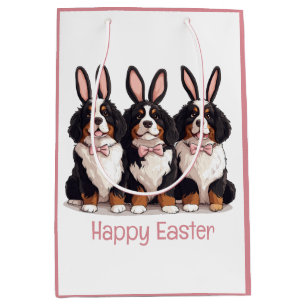 Happy Easter Bernese Mountain Dogs Medium Gift Bag