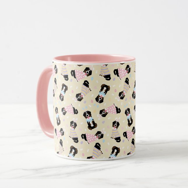 Happy Easter Bernese Mountain Dogs Mug (Front Left)