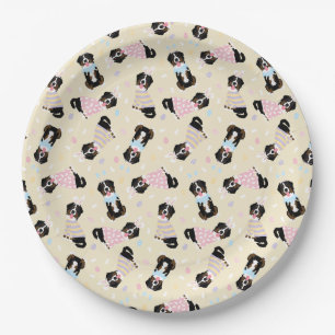 Happy Easter Bernese Mountain Dogs Paper Plate