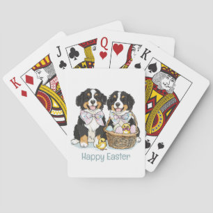 Happy Easter Bernese Mountain Dogs Playing Cards