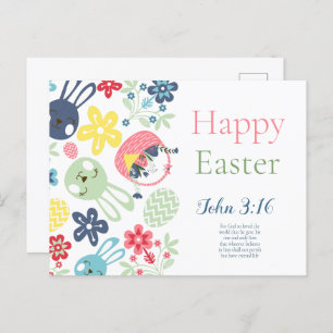 Happy Easter Bible Verse John 3:16 Postcard
