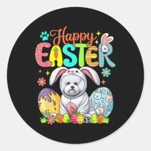 Happy Easter Bichon Frise Cosplay Bunny Chocolate  Classic Round Sticker