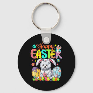 Happy Easter Bichon Frise Cosplay Bunny Chocolate  Key Ring