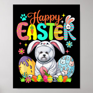 Happy Easter Bichon Frise Cosplay Bunny Chocolate Poster