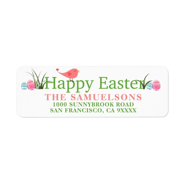Happy Easter Bird Painted Eggs Return Address Label (Front)