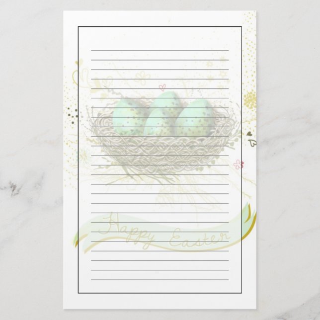 Happy Easter! - Birds nest with colourful eggs Stationery (Front)