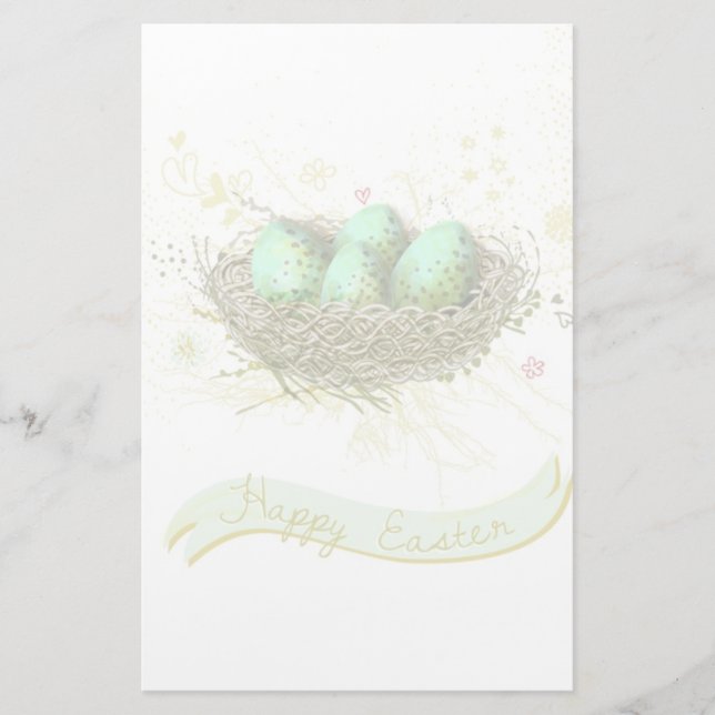 Happy Easter! - Birds nest with colourful eggs Stationery (Front)