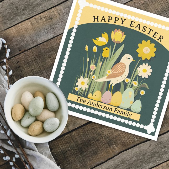 Happy Easter Birds Spring Napkin (Creator Uploaded)
