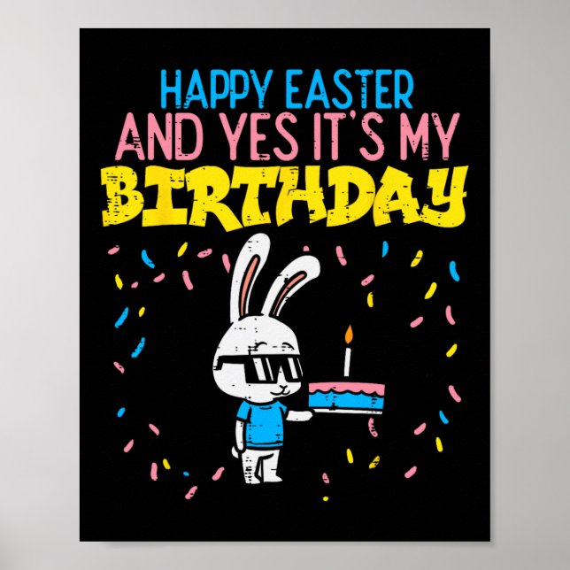 Happy Easter Birthday Bunny Cake Bday Party Boys G Poster (Front)