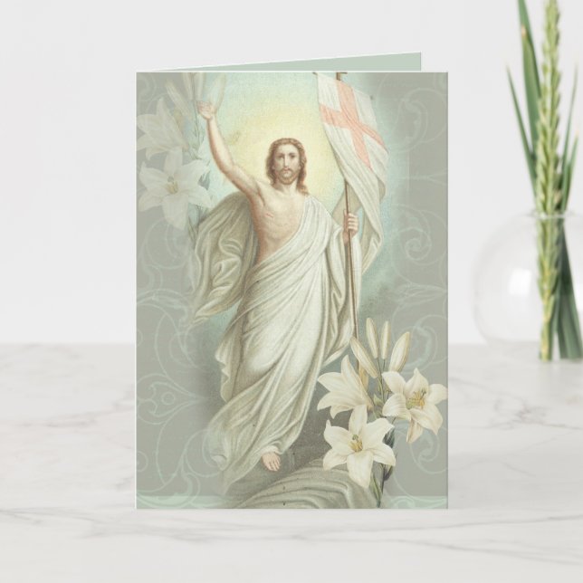 Happy Easter Blessings Prayer Resurrection Vintage Holiday Card (Front)
