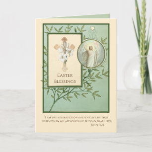 Happy Easter Blessings Prayer Resurrection Vintage Holiday Card