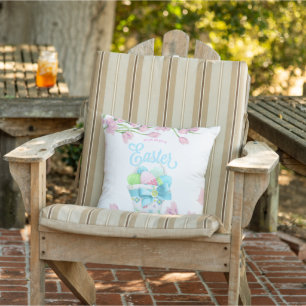 Happy Easter Blooms Outdoor Cushion