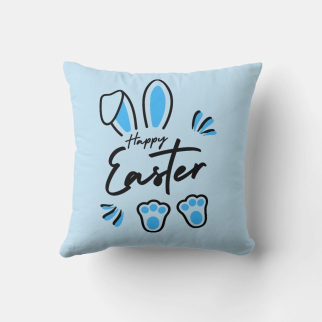 Happy Easter blue Cushion (Back)