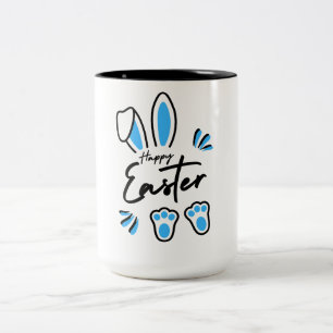 Happy Easter blue Two-Tone Coffee Mug