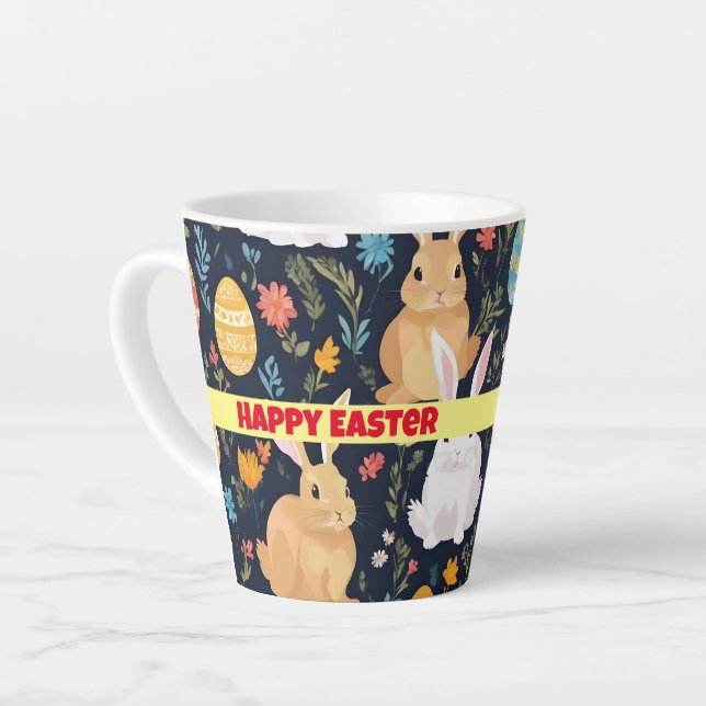 Happy Easter Boho Bunny Collection Latte Mug (Left Angle)