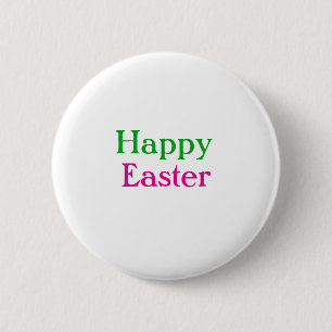 Happy easter boho green pink kids add name title 6 cm round badge
