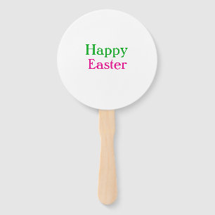 Happy easter boho green pink kids add name title hand fan