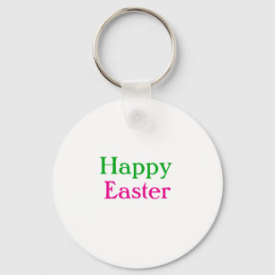 Happy easter boho green pink kids add name title key ring