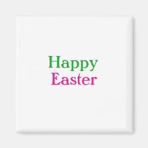 Happy easter boho green pink kids add name title magnet