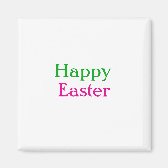Happy easter boho green pink kids add name title magnet (Front)