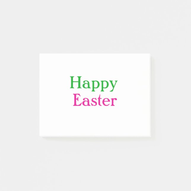 Happy easter boho green pink kids add name title post-it notes (Front)