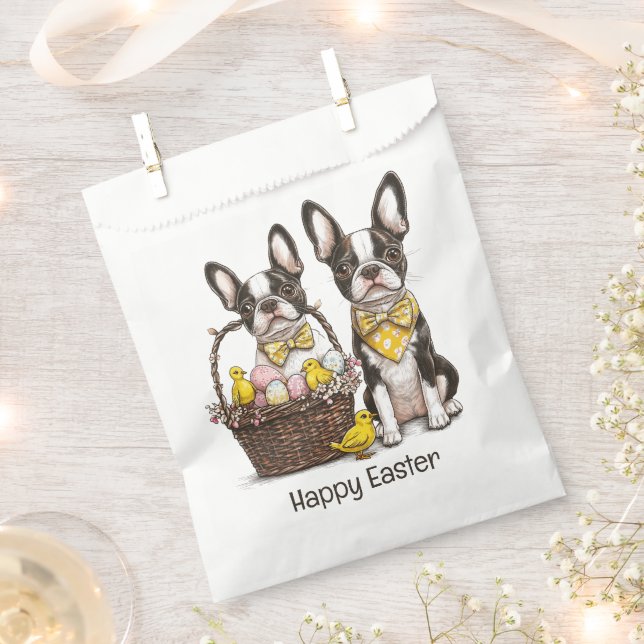 Happy Easter Boston Terrier Dogs Favour Bag (Clipped)