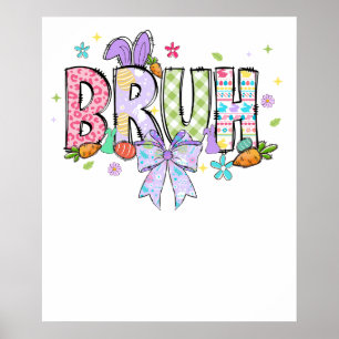 happy easter bow bunny bruh, retro, vintage poster