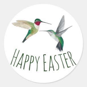 Happy Easter Broad-tailed Hummingbirds Classic Ro Round Sticker
