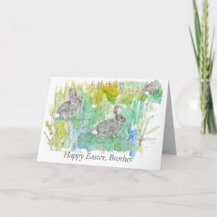 Happy Easter Brother Cottontail Rabbits Spring Card