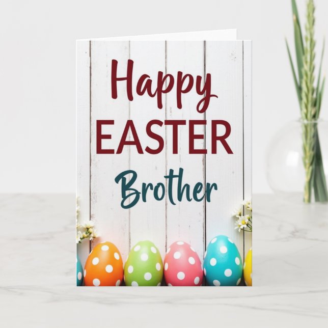 Happy Easter Brother Polka Dot Card (Front)
