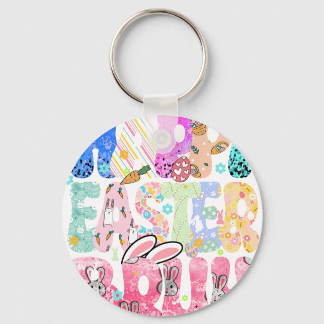 happy easter bruh (2), retro, vintage key ring (Front)