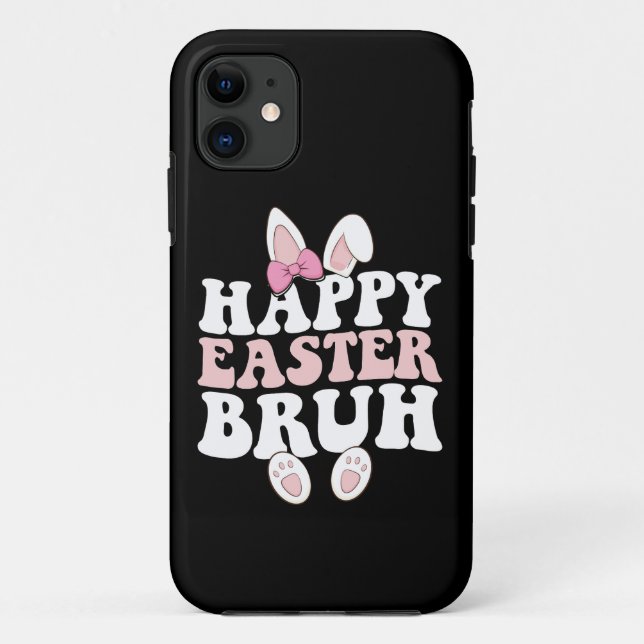 Happy Easter Bruh Bro Bunny Egg Hunt Groovy Retro Case-Mate iPhone Case (Back)
